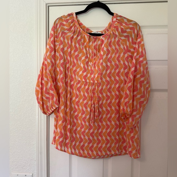Tyler Böe SILK Chevron Patterned Blouse - Picture 2 of 12